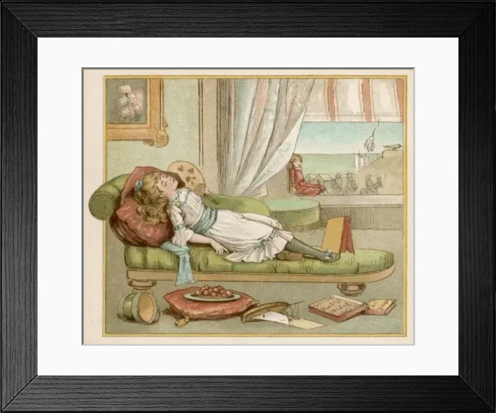Framed Print : Bored Girl Sleeps C1880 Framed Print : Bored Girl Sleeps C1880