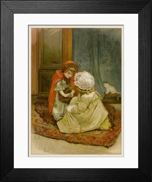 Framed Print : Two Girls Talking C1890 Framed Print : Two Girls Talking C1890