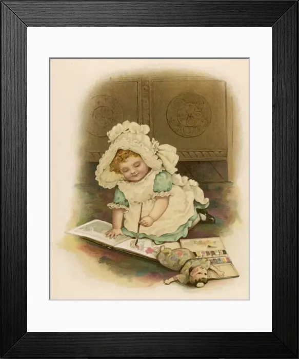 Framed Print : Little Girl Paints 1888 Framed Print : Little Girl Paints 1888