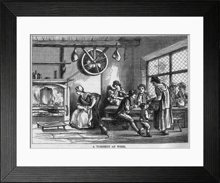 Framed Print : Dog Works a Turnspit Framed Print : Dog Works a Turnspit