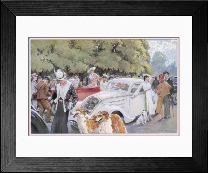 Framed Print : Elegant People / Dogs / Cars Framed Print : Elegant People / Dogs / Cars