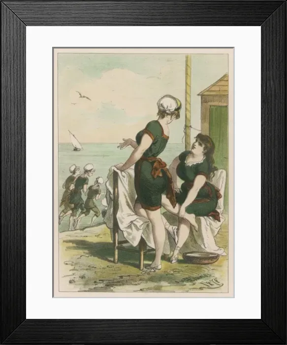 Framed Print : Spanish Girls on Beach Framed Print : Spanish Girls on Beach