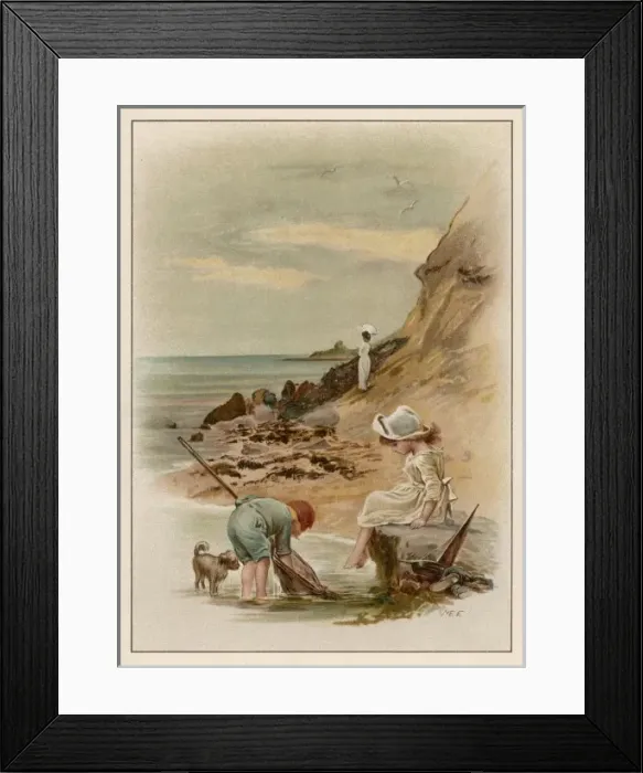 Framed Print : Children / Seaside Fishing Framed Print : Children / Seaside Fishing