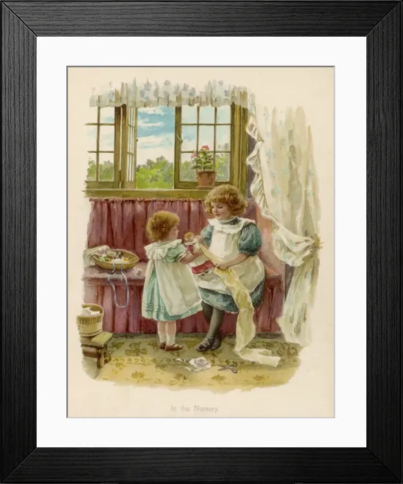Framed Print : Sisters in Nursery C1890 Framed Print : Sisters in Nursery C1890