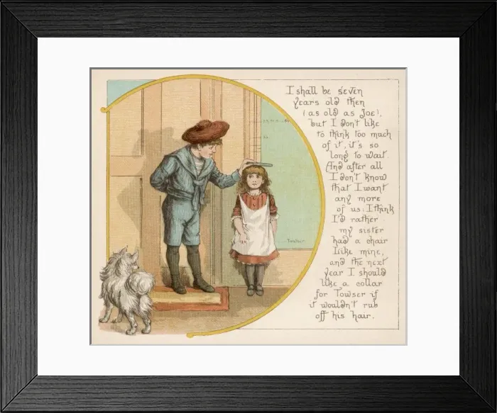 Framed Print : Boy Measures Girl 1884 Framed Print : Boy Measures Girl 1884