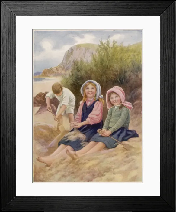 Framed Print : Three Children on Sand Framed Print : Three Children on Sand