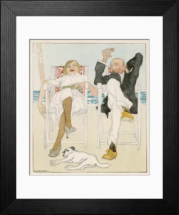 Framed Print : Couple in Deck Chairs Framed Print : Couple in Deck Chairs