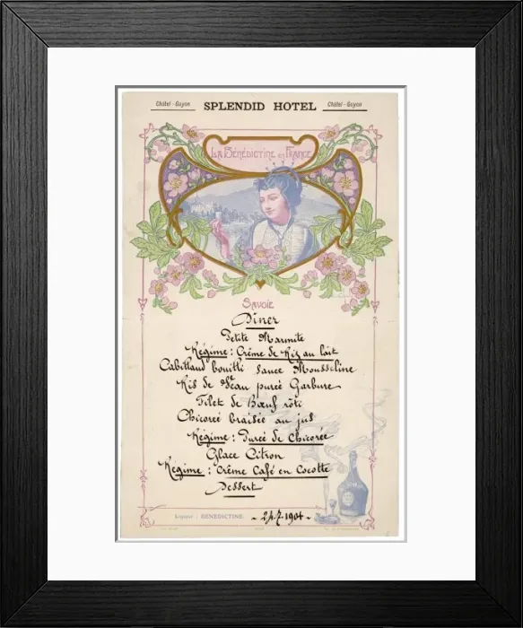 Framed Print : French Hotel Menu 1904 Framed Print : French Hotel Menu 1904