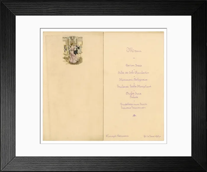 Framed Print : Claridges Hotel Menu Framed Print : Claridges Hotel Menu