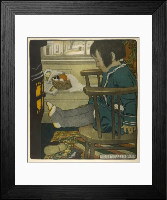 Framed Print : Boy Toasts Toes / Fireside Framed Print : Boy Toasts Toes / Fireside