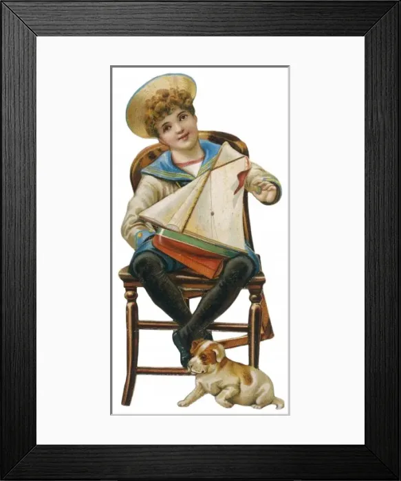 Framed Print : Sailor Boy & Dog C1890 Framed Print : Sailor Boy & Dog C1890