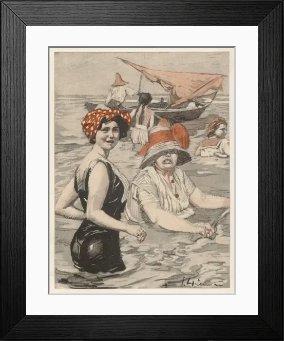 Framed Print : Bathing Lady and Woman Framed Print : Bathing Lady and Woman
