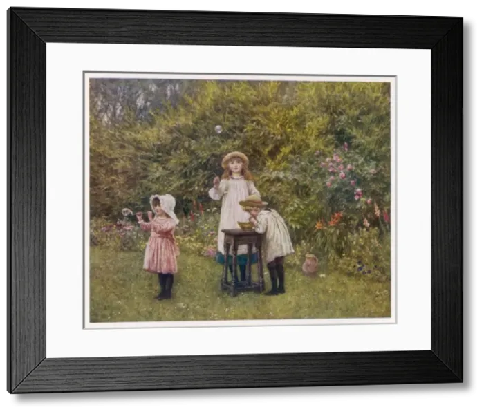 Framed Print : Children Blowing Bubbles Framed Print : Children Blowing Bubbles