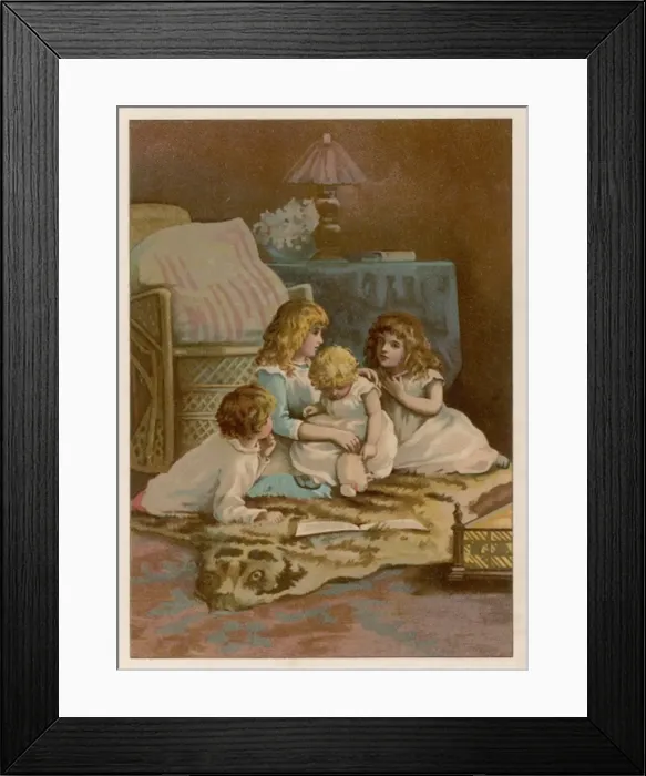 Framed Print : Children at Fireside Framed Print : Children at Fireside