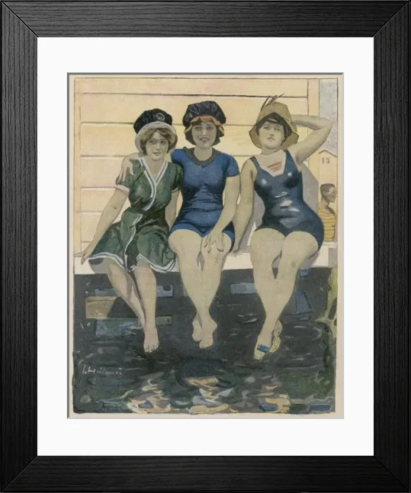 Framed Print : Ladies on Bath. Machine Framed Print : Ladies on Bath. Machine