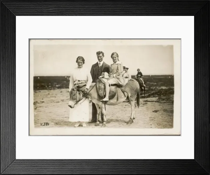 Framed Print : Girl, Donkey, Parents Framed Print : Girl, Donkey, Parents