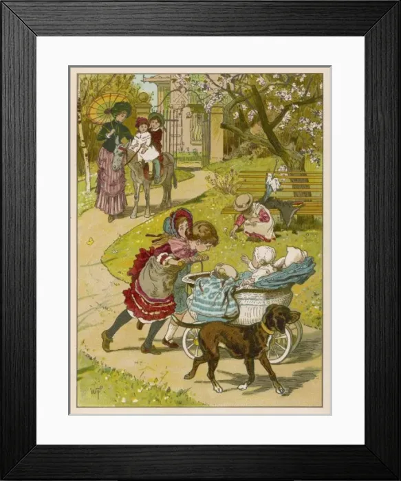 Framed Print : Mother / Kids / Park 1893 Framed Print : Mother / Kids / Park 1893