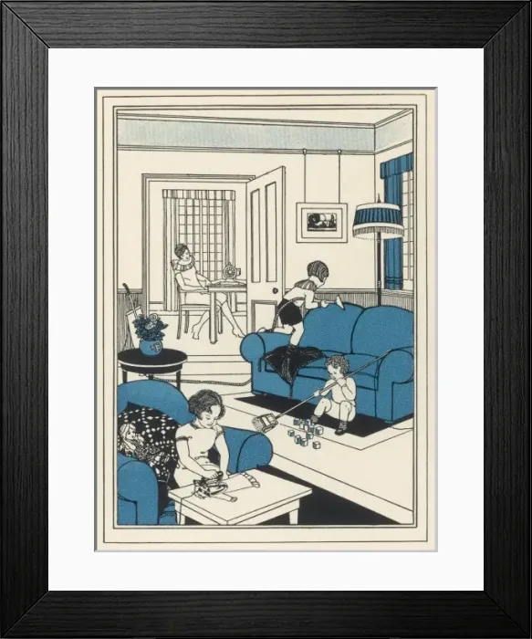 Framed Print : Children Cleaning Home Framed Print : Children Cleaning Home