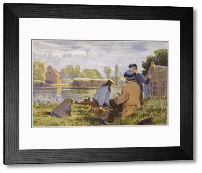 Framed Print : Father / Children / Nature Framed Print : Father / Children / Nature