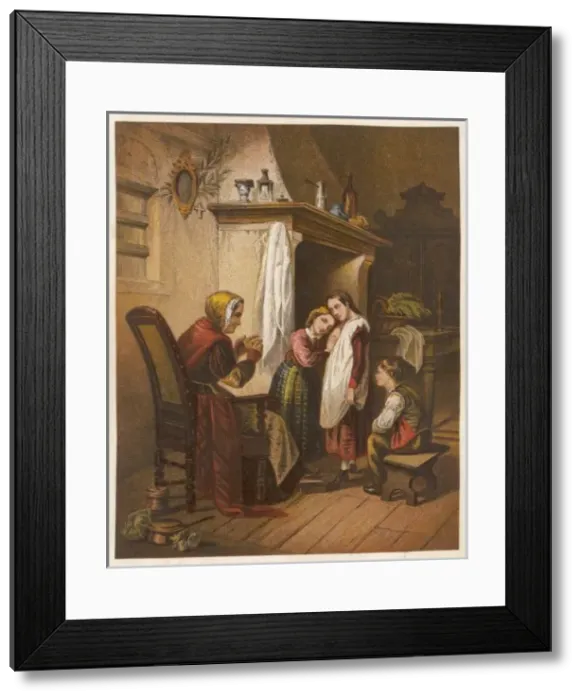 Framed Print : GRANDMOTHERs STORY 1875 Framed Print : GRANDMOTHERs STORY 1875