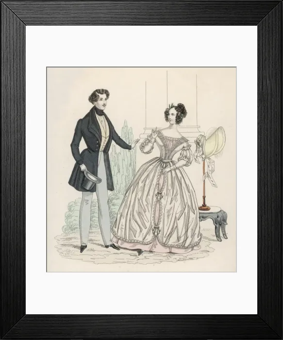 Framed Print : Fashionable Couple 1837 Framed Print : Fashionable Couple 1837
