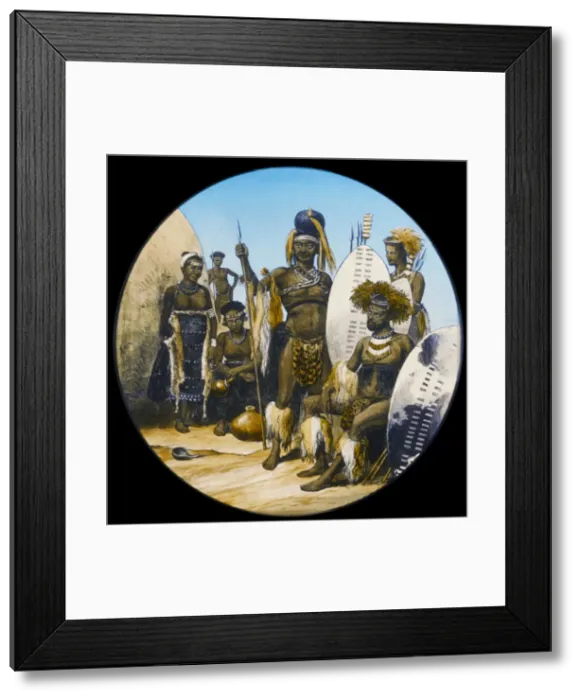 Framed Print : Racial / Zulus & Wives 19C Framed Print : Racial / Zulus & Wives 19C