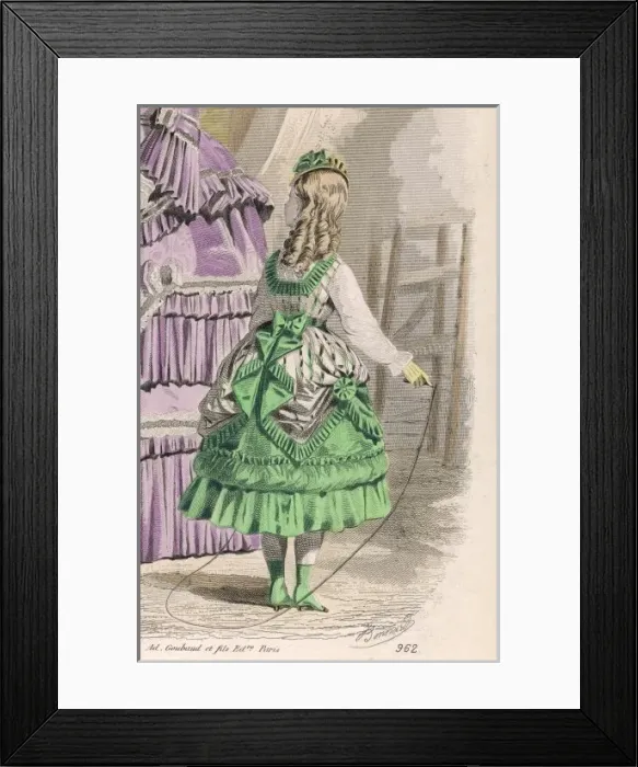 Framed Print : Girl in Green / White 1870 Framed Print : Girl in Green / White 1870