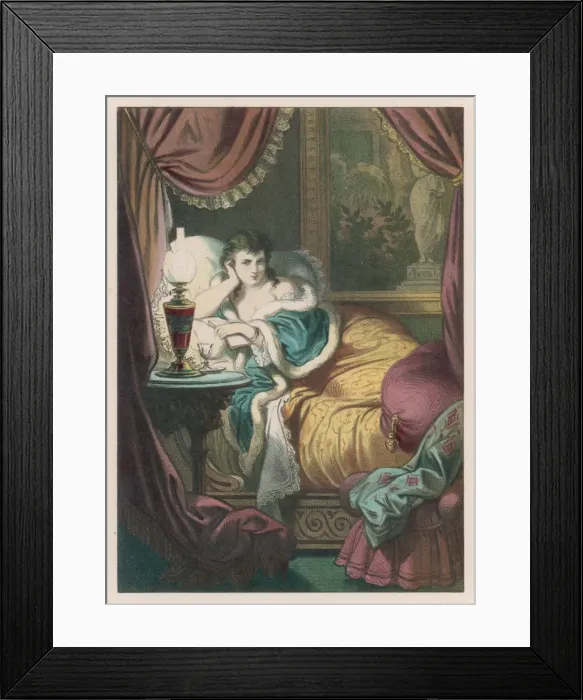 Framed Print : Female in Bed Reading Framed Print : Female in Bed Reading