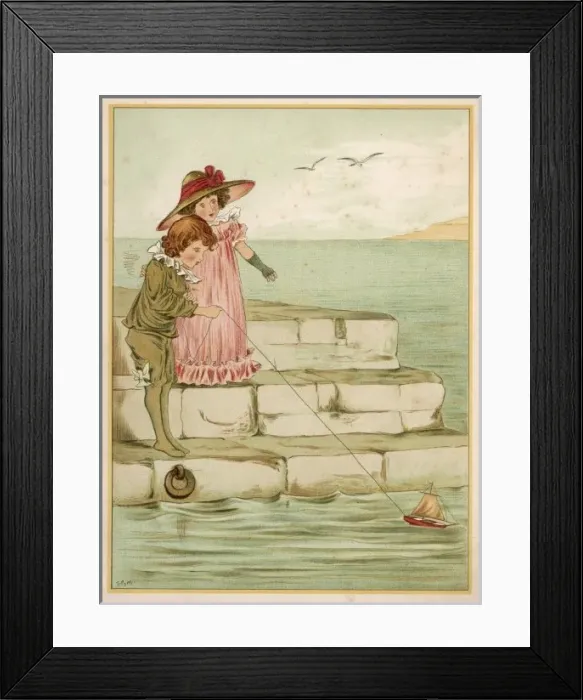 Framed Print : Children Play with Boat Framed Print : Children Play with Boat