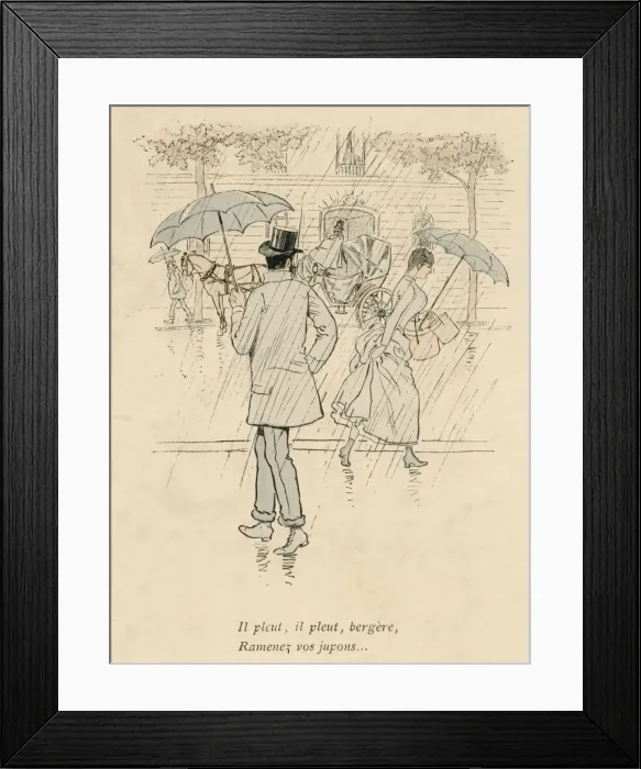 Framed Print : Social / Paris Rain 1890 Framed Print : Social / Paris Rain 1890