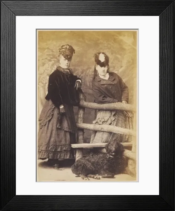 Framed Print : Women with Dog C1870 Framed Print : Women with Dog C1870