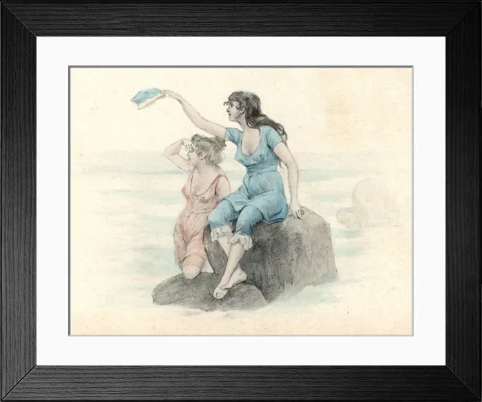 Framed Print : Bathers on Rock C1905 Framed Print : Bathers on Rock C1905