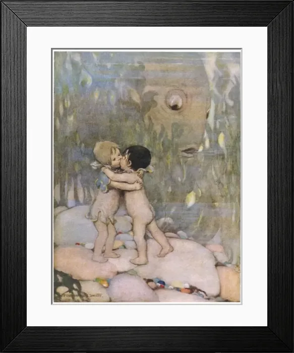 Framed Print : Water Babies Kissing Framed Print : Water Babies Kissing