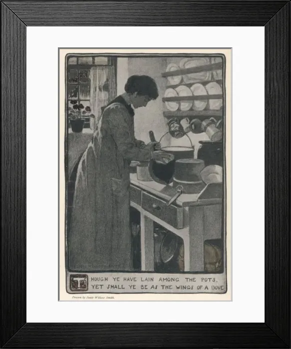 Framed Print : Woman Cleans Pans 1903 Framed Print : Woman Cleans Pans 1903