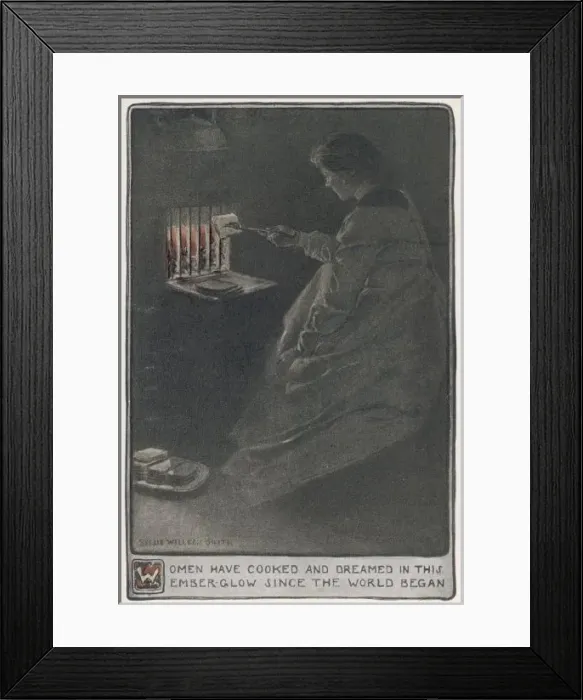 Framed Print : Woman Toasts at Grate