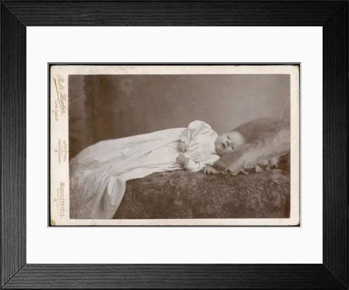 Framed Print : Baby Lying down C1890 Framed Print : Baby Lying down C1890