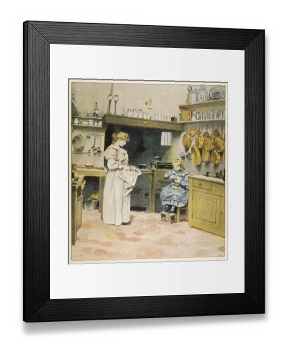 Framed Print : Helping Mama to Cook Framed Print : Helping Mama to Cook