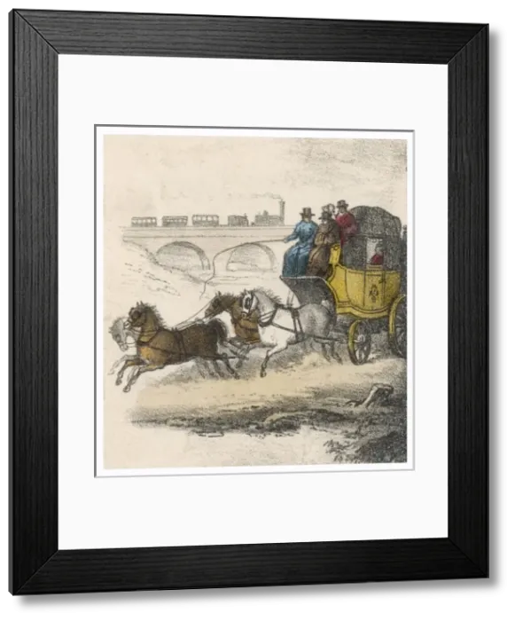 Framed Print : Coach and Train