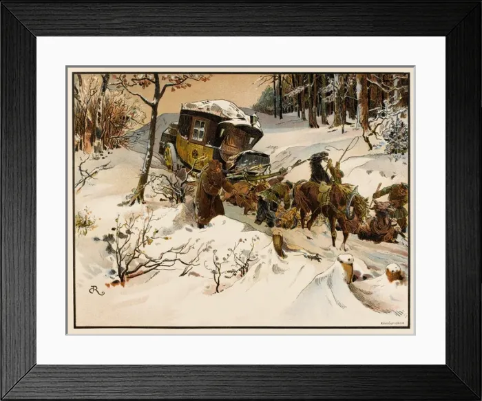 Framed Print : German Mail Coach Snow Framed Print : German Mail Coach Snow