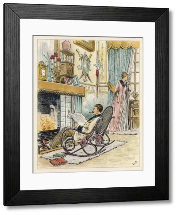Framed Print : Husband Hogs Fire C1875 Framed Print : Husband Hogs Fire C1875