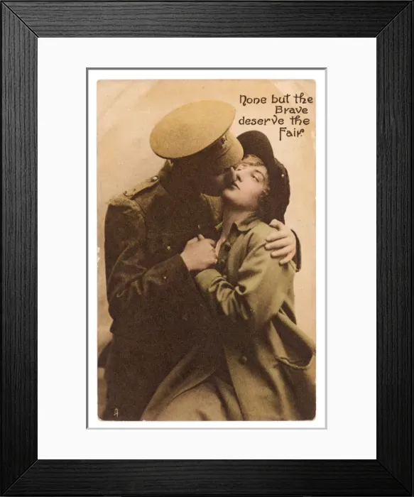 Framed Print : Ww1 Postcard Kissing Framed Print : Ww1 Postcard Kissing