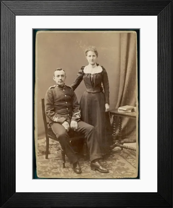 Framed Print : Husband / Soldier / Wife 19C Framed Print : Husband / Soldier / Wife 19C
