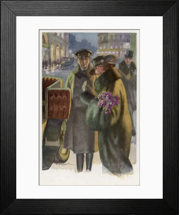 Framed Print : Lady Leaves by Car Framed Print : Lady Leaves by Car