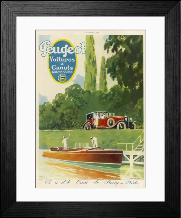 Framed Print : Peugeot by a Canal 1927 Framed Print : Peugeot by a Canal 1927