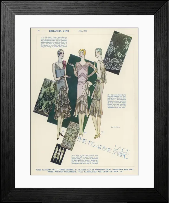 Framed Print : Lace Frocks 1929 Framed Print : Lace Frocks 1929