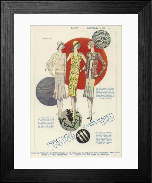 Framed Print : Linen Frocks 1929 Framed Print : Linen Frocks 1929