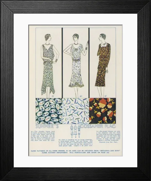 Framed Print : Printed Frocks 1929 Framed Print : Printed Frocks 1929