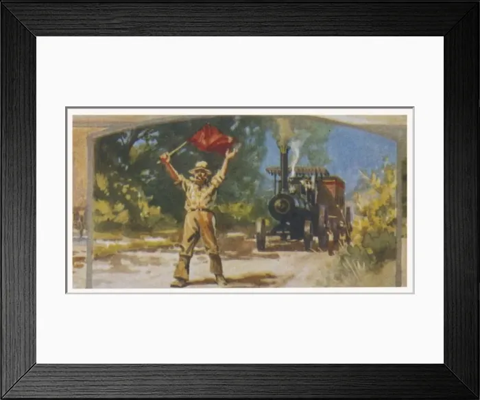 Framed Print : Steam and Red Flag 1865 Framed Print : Steam and Red Flag 1865