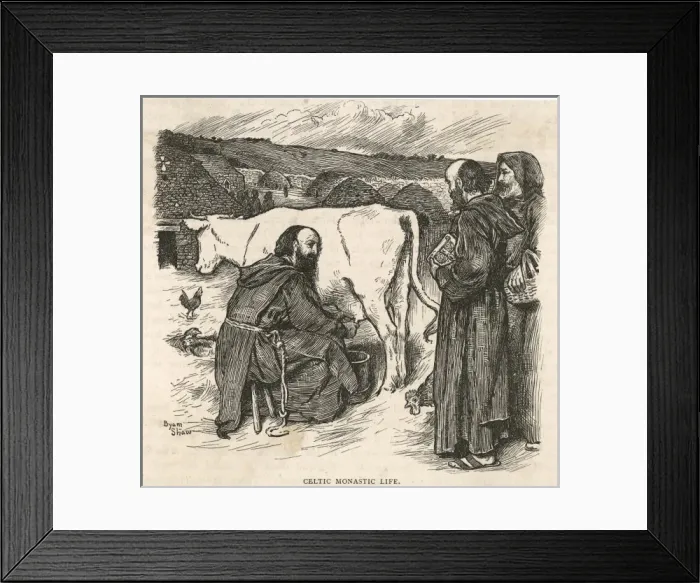 Framed Print : Celtic Monks Farming Framed Print : Celtic Monks Farming