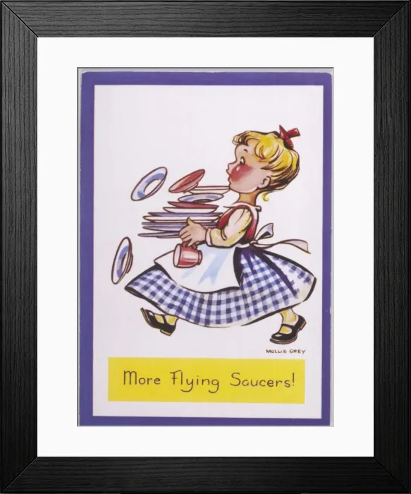 Framed Print : Saucer Postcard 1950S Framed Print : Saucer Postcard 1950S